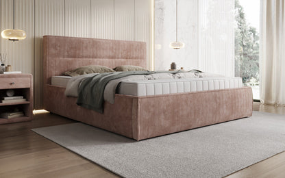 Designer Polsterbett Merry in Cord mit Stauraum