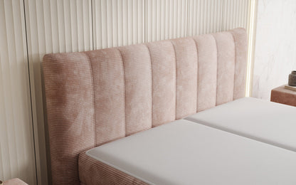 Luxusbetten24 Ines Boxspringbett Cord mit Stauraum 140‑200 cm Größe