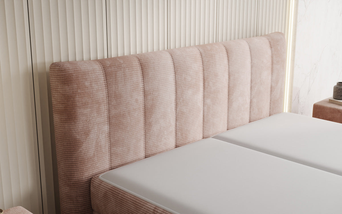 Luxusbetten24 Ines Boxspringbett Cord mit Stauraum 140‑200 cm Größe