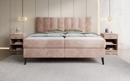 Luxusbetten24 Ines Boxspringbett Cord mit Stauraum 140‑200 cm Größe