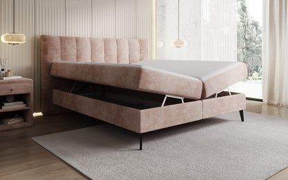 Luxusbetten24 Ines Boxspringbett Cord mit Stauraum 140‑200 cm Größe