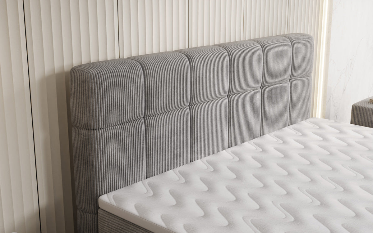 Luxusbetten24 Vera Boxspringbett Cord Design mit hohen Füßen