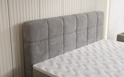 Luxusbetten24 Vera Boxspringbett Cord Design mit hohen Füßen