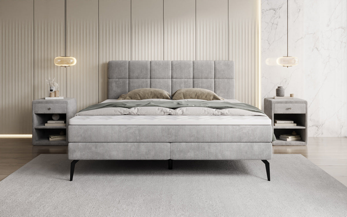 Luxusbetten24 Vera Boxspringbett Cord Design mit hohen Füßen