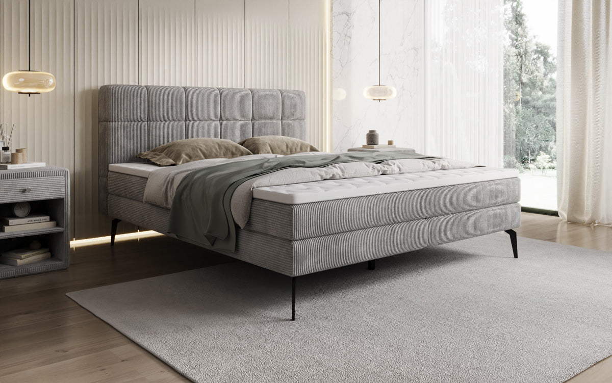 Luxusbetten24 Vera Boxspringbett Cord Design mit hohen Füßen