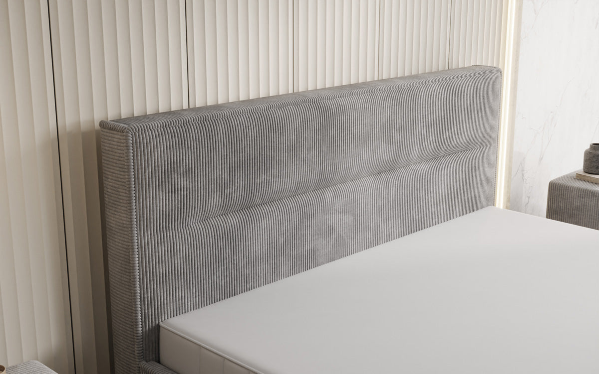 Designer Polsterbett Merry in Cord mit Stauraum