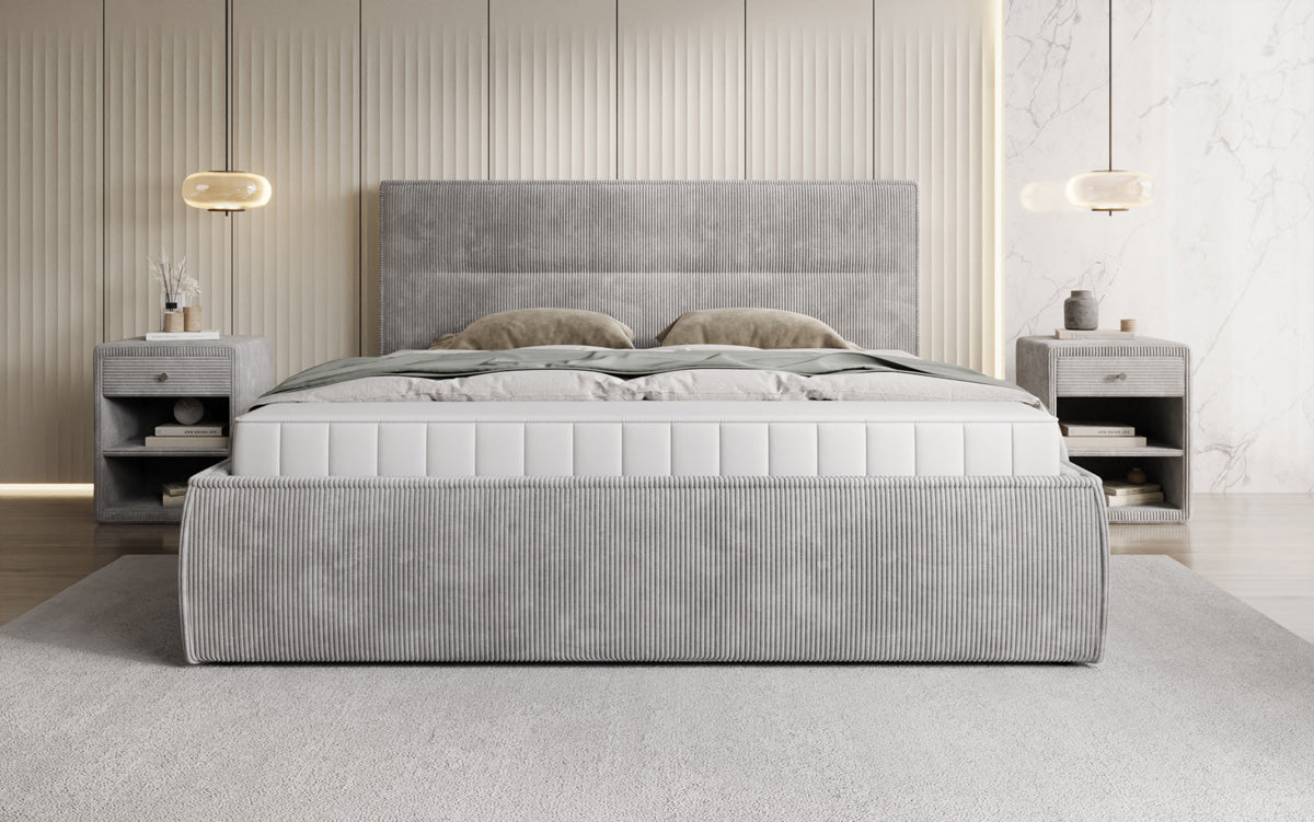 Designer Polsterbett Merry in Cord mit Stauraum