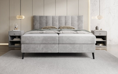 Luxusbetten24 Ines Boxspringbett Cord mit Stauraum 140‑200 cm Größe