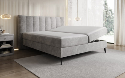 Luxusbetten24 Ines Boxspringbett Cord mit Stauraum 140‑200 cm Größe