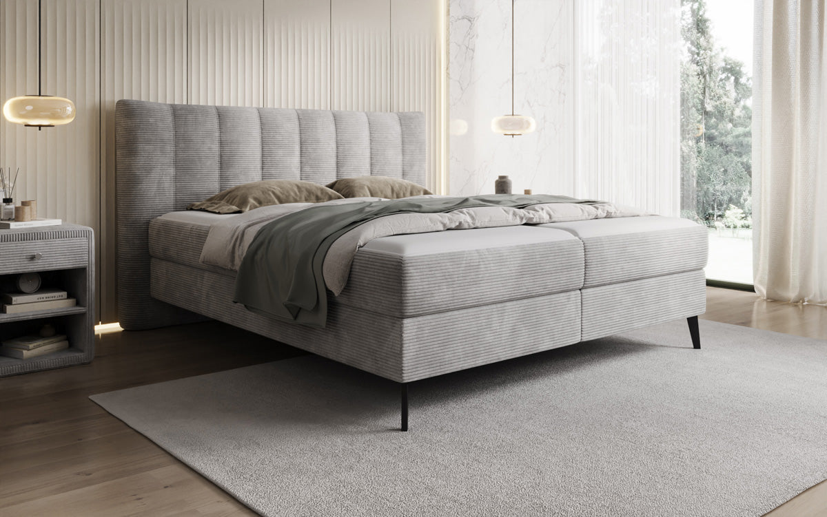 Luxusbetten24 Ines Boxspringbett Cord mit Stauraum 140‑200 cm Größe