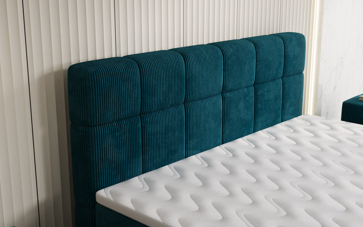 Luxusbetten24 Vera Boxspringbett Cord Design mit hohen Füßen