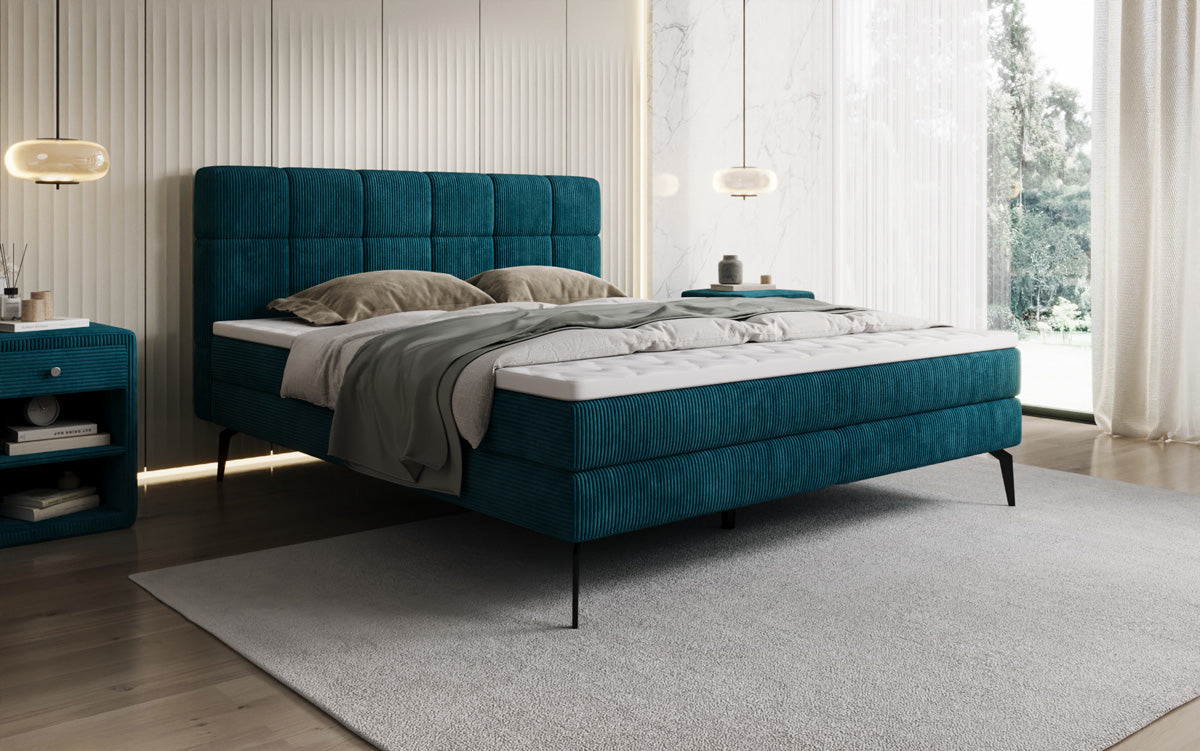 Luxusbetten24 Vera Boxspringbett Cord Design mit hohen Füßen