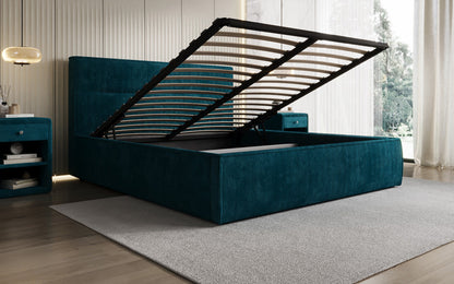 Designer Polsterbett Merry in Cord mit Stauraum