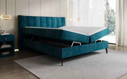 Luxusbetten24 Ines Boxspringbett Cord mit Stauraum 140‑200 cm Größe