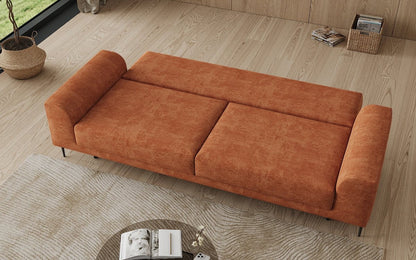 Designer 3 Sitzer Sofa Bloom in Cord mit Schlaffunktion und Stauraum