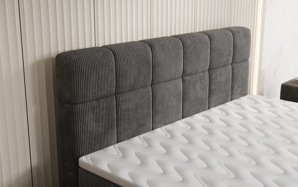 Luxusbetten24 Vera Boxspringbett Cord Design mit hohen Füßen