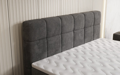 Luxusbetten24 Vera Boxspringbett Cord Design mit hohen Füßen