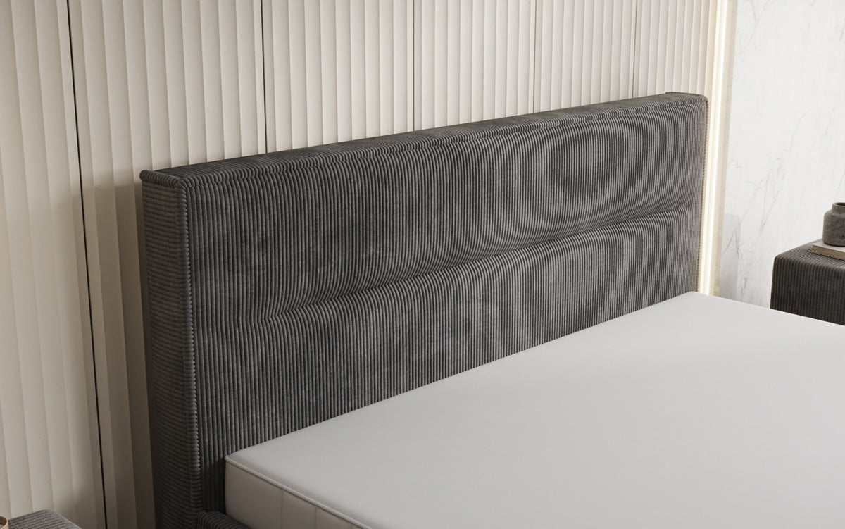 Designer Polsterbett Merry in Cord mit Stauraum