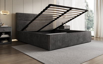 Designer Polsterbett Merry in Cord mit Stauraum
