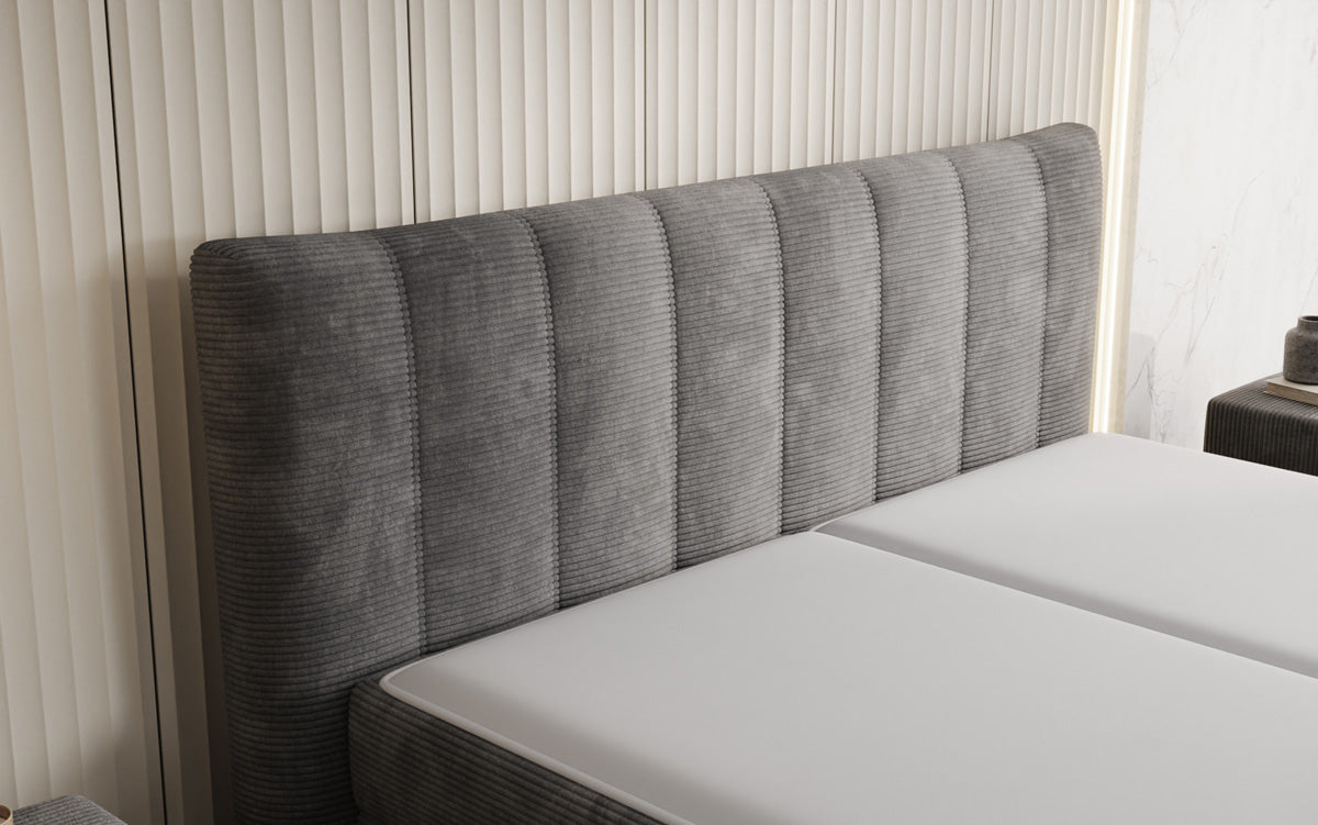 Luxusbetten24 Ines Boxspringbett Cord mit Stauraum 140‑200 cm Größe