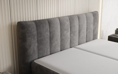 Luxusbetten24 Ines Boxspringbett Cord mit Stauraum 140‑200 cm Größe