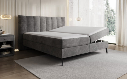 Luxusbetten24 Ines Boxspringbett Cord mit Stauraum 140‑200 cm Größe