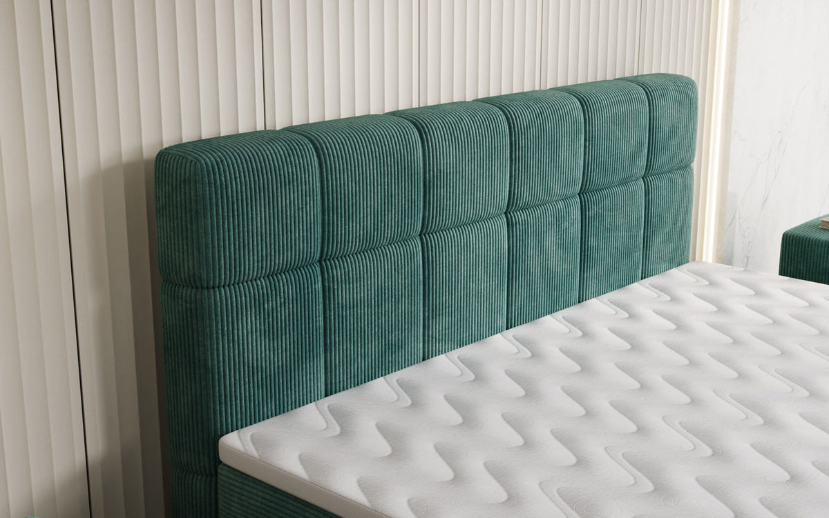 Luxusbetten24 Vera Boxspringbett Cord Design mit hohen Füßen