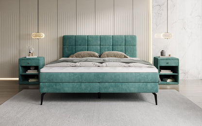 Luxusbetten24 Vera Boxspringbett Cord Design mit hohen Füßen