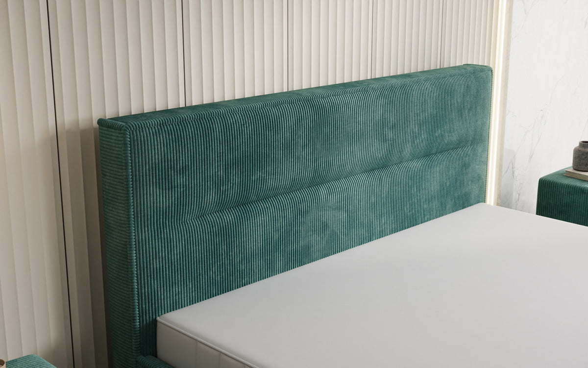 Designer Polsterbett Merry in Cord mit Stauraum