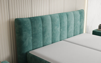 Luxusbetten24 Ines Boxspringbett Cord mit Stauraum 140‑200 cm Größe