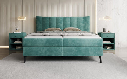 Luxusbetten24 Ines Boxspringbett Cord mit Stauraum 140‑200 cm Größe