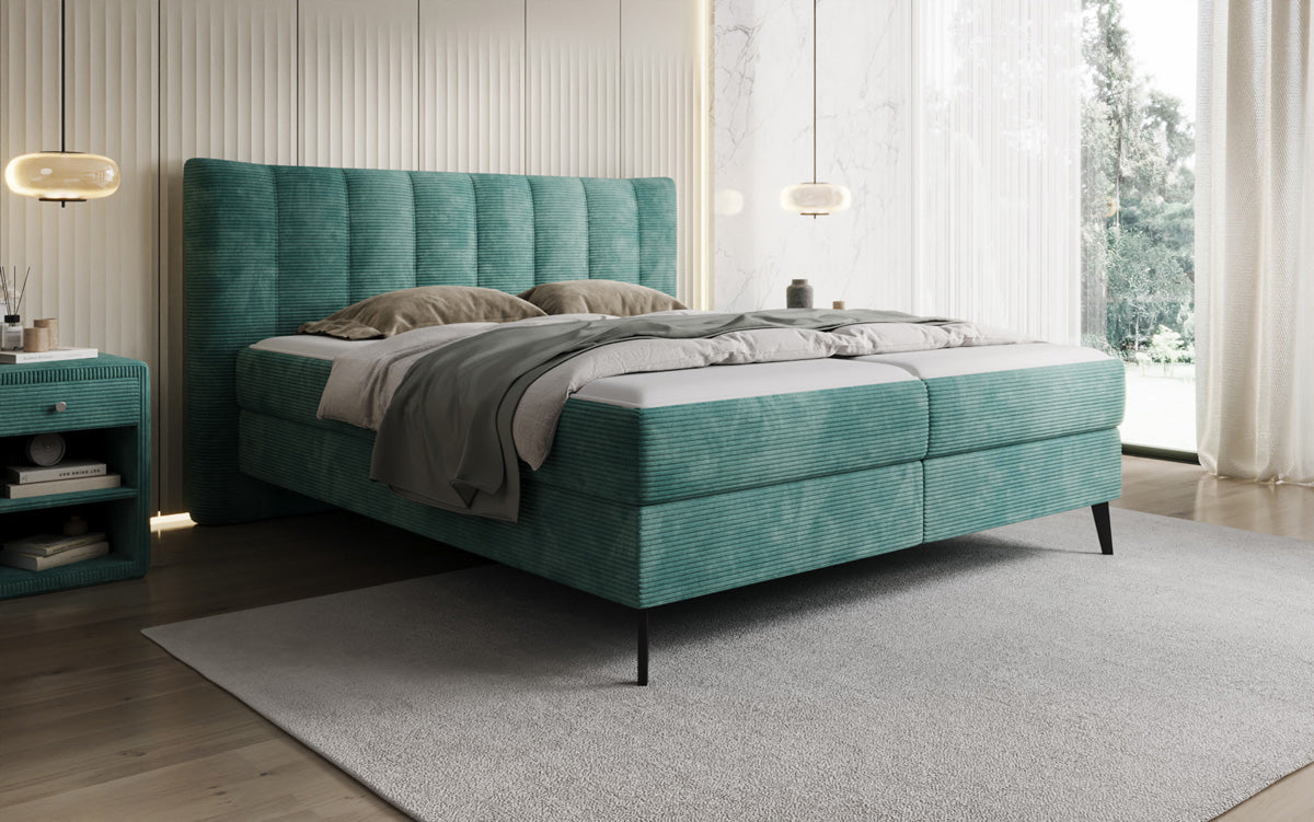 Luxusbetten24 Ines Boxspringbett Cord mit Stauraum 140‑200 cm Größe