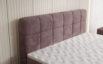 Luxusbetten24 Vera Boxspringbett Cord Design mit hohen Füßen