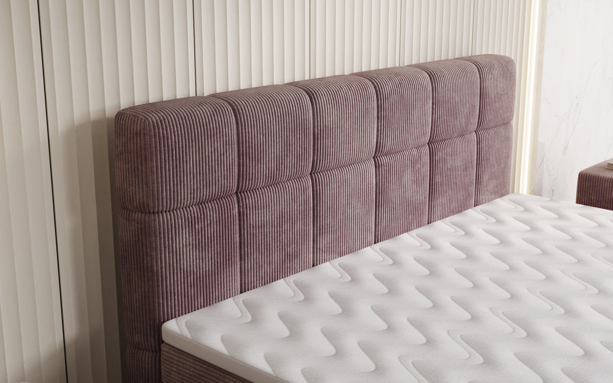 Luxusbetten24 Vera Boxspringbett Cord Design mit hohen Füßen