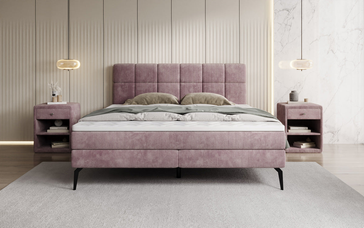Luxusbetten24 Vera Boxspringbett Cord Design mit hohen Füßen