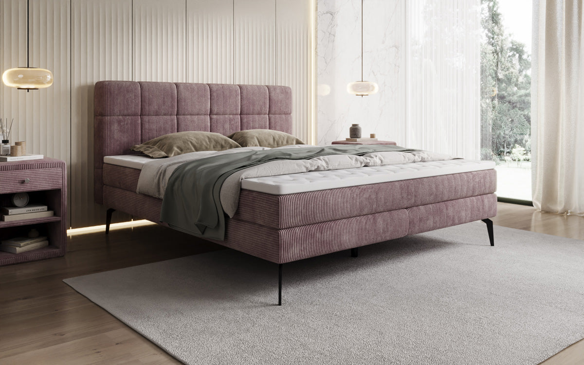 Luxusbetten24 Vera Boxspringbett Cord Design mit hohen Füßen
