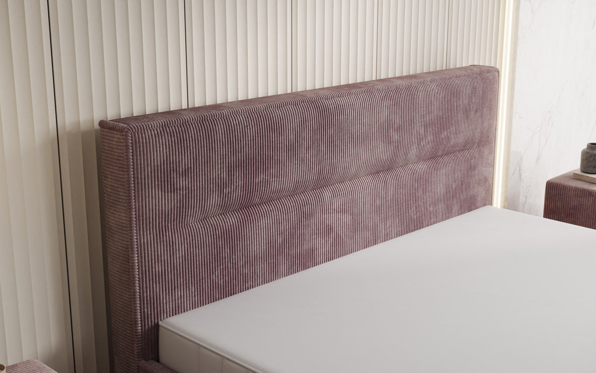 Designer Polsterbett Merry in Cord mit Stauraum
