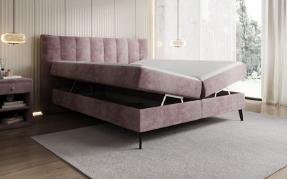 Luxusbetten24 Ines Boxspringbett Cord mit Stauraum 140‑200 cm Größe
