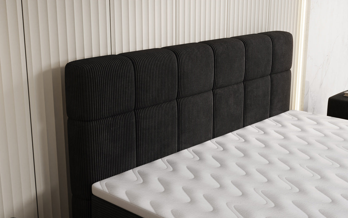 Luxusbetten24 Vera Boxspringbett Cord Design mit hohen Füßen