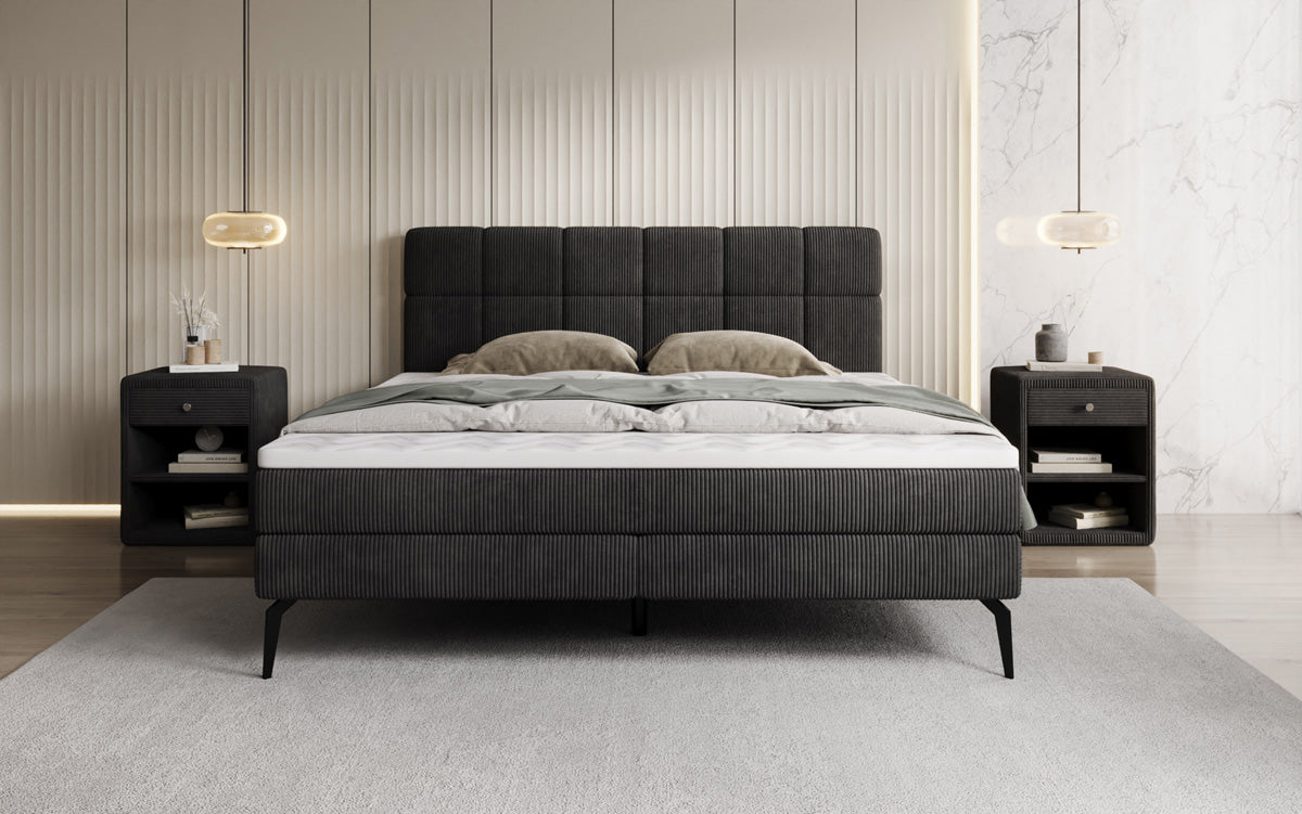 Luxusbetten24 Vera Boxspringbett Cord Design mit hohen Füßen