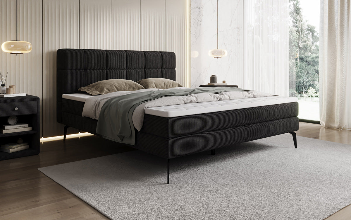 Luxusbetten24 Vera Boxspringbett Cord Design mit hohen Füßen