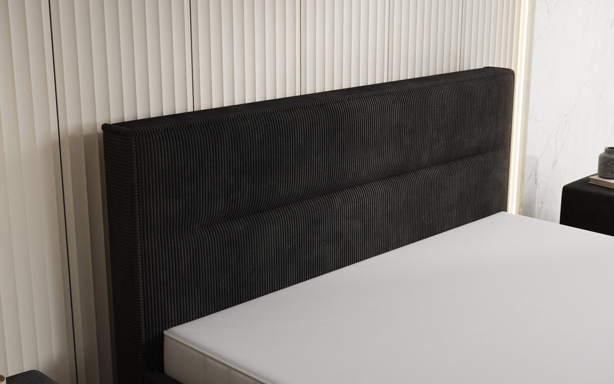 Designer Polsterbett Merry in Cord mit Stauraum