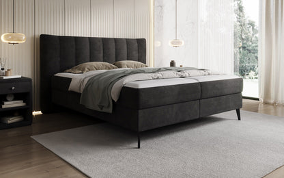 Luxusbetten24 Ines Boxspringbett Cord mit Stauraum 140‑200 cm Größe