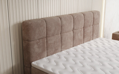 Luxusbetten24 Vera Boxspringbett Cord Design mit hohen Füßen