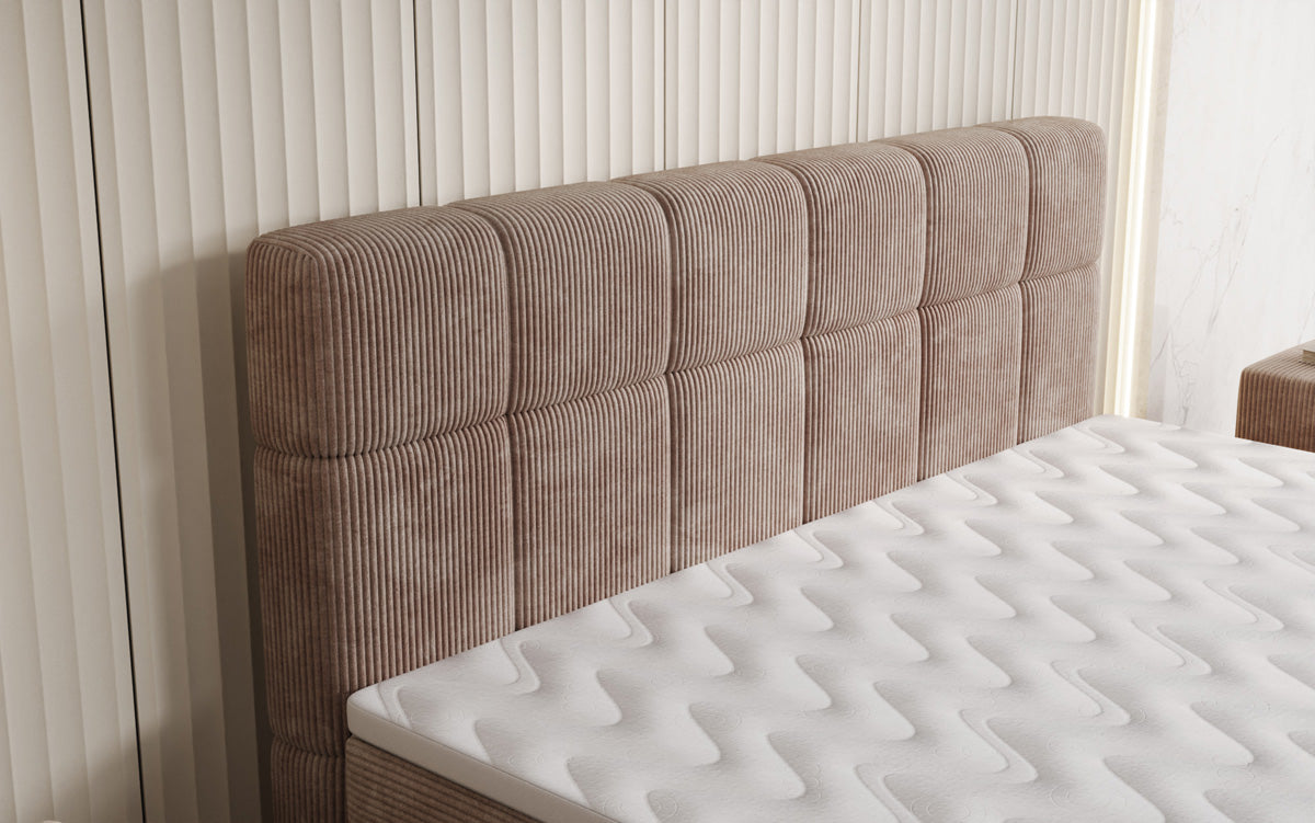 Luxusbetten24 Vera Boxspringbett Cord Design mit hohen Füßen