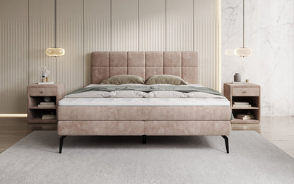 Luxusbetten24 Vera Boxspringbett Cord Design mit hohen Füßen