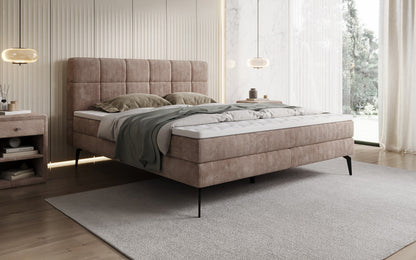Luxusbetten24 Vera Boxspringbett Cord Design mit hohen Füßen
