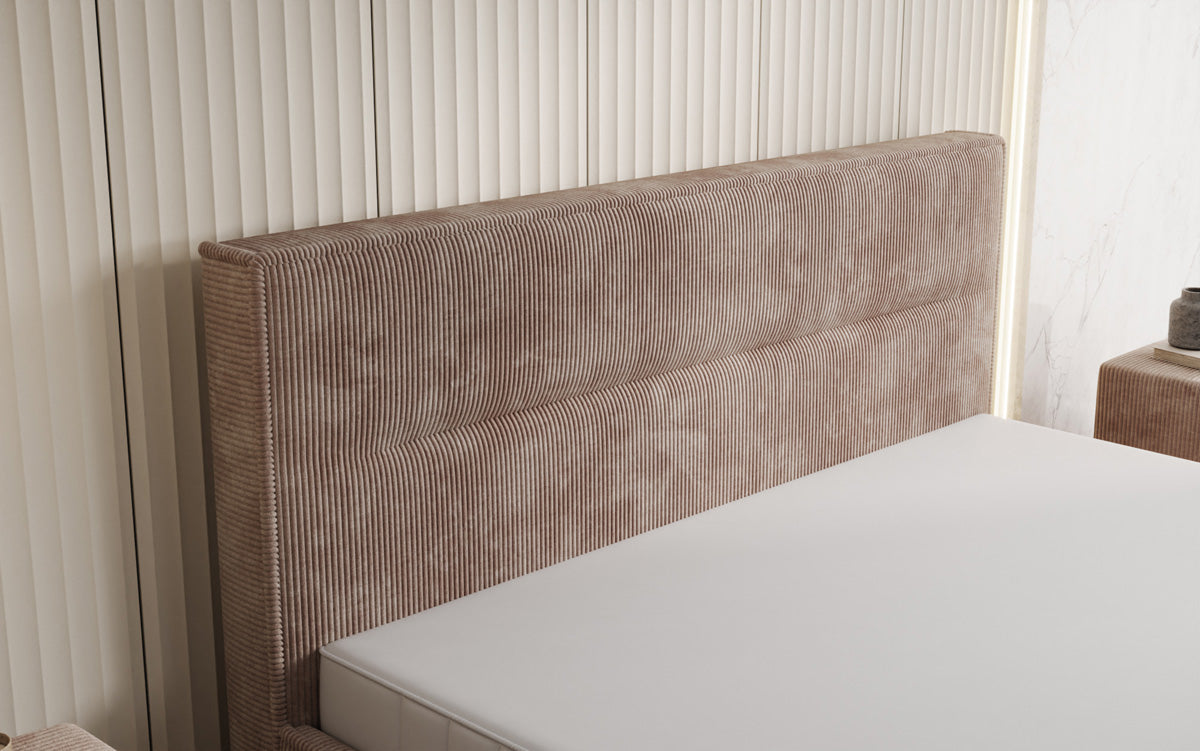 Designer Polsterbett Merry in Cord mit Stauraum