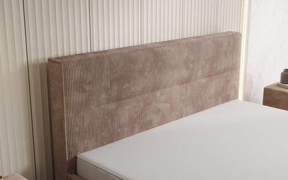 Designer Polsterbett Merry in Cord mit Stauraum