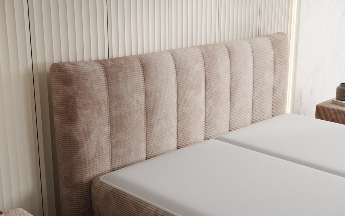 Luxusbetten24 Ines Boxspringbett Cord mit Stauraum 140‑200 cm Größe
